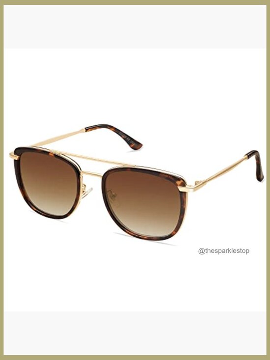 Retro Aviator Polarized Sunglasses, Square Frame, UV400 Protection